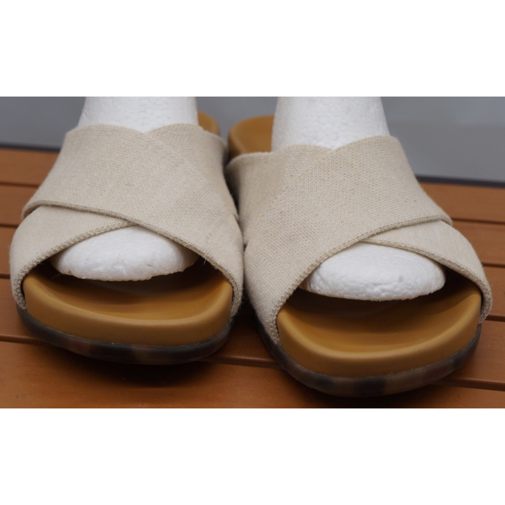 Rothy's The Weekend Slide Hemp Oat Cream Cross Strap Sandal Size 8 - Picture 2 of 10